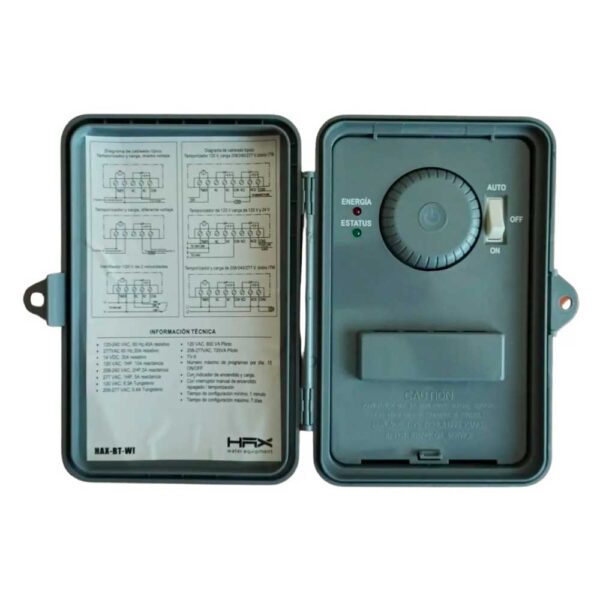 Temporizador digital programable 120/240V con gabinete de plástico y switch de encendido